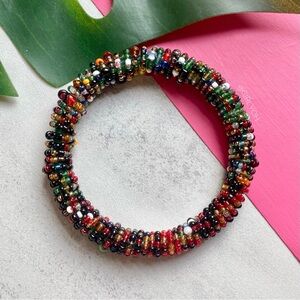 Artisan Crochet Seed Bead Rainbow Bangle Bracelet